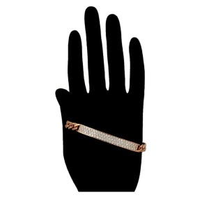 Apzeltīta , moderna rokassprādze ar rozā zelta pārklājumu, rotāta ar BALTU cirkonu, garums-16 cm,